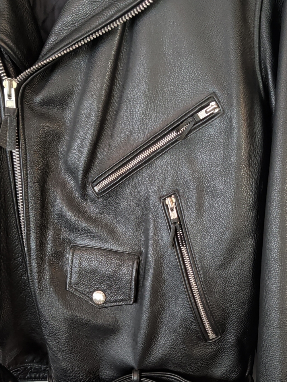 Men's Wilson’s Black Leather Motorcycle Jacket Size Large - Picture 6 of 16